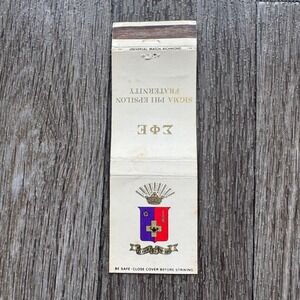 Sigma Phi Epsilon Matchbook Cover Fraternity White Gold Foil Crest Vintage